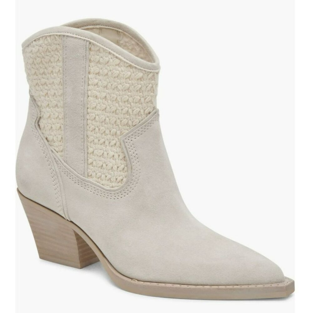 Dolce Vita Ivory Crochet Suede Size 7 Cowboy Boots NEW